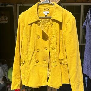 LOFT Bright Yellow Double-Breasted Trench Coat